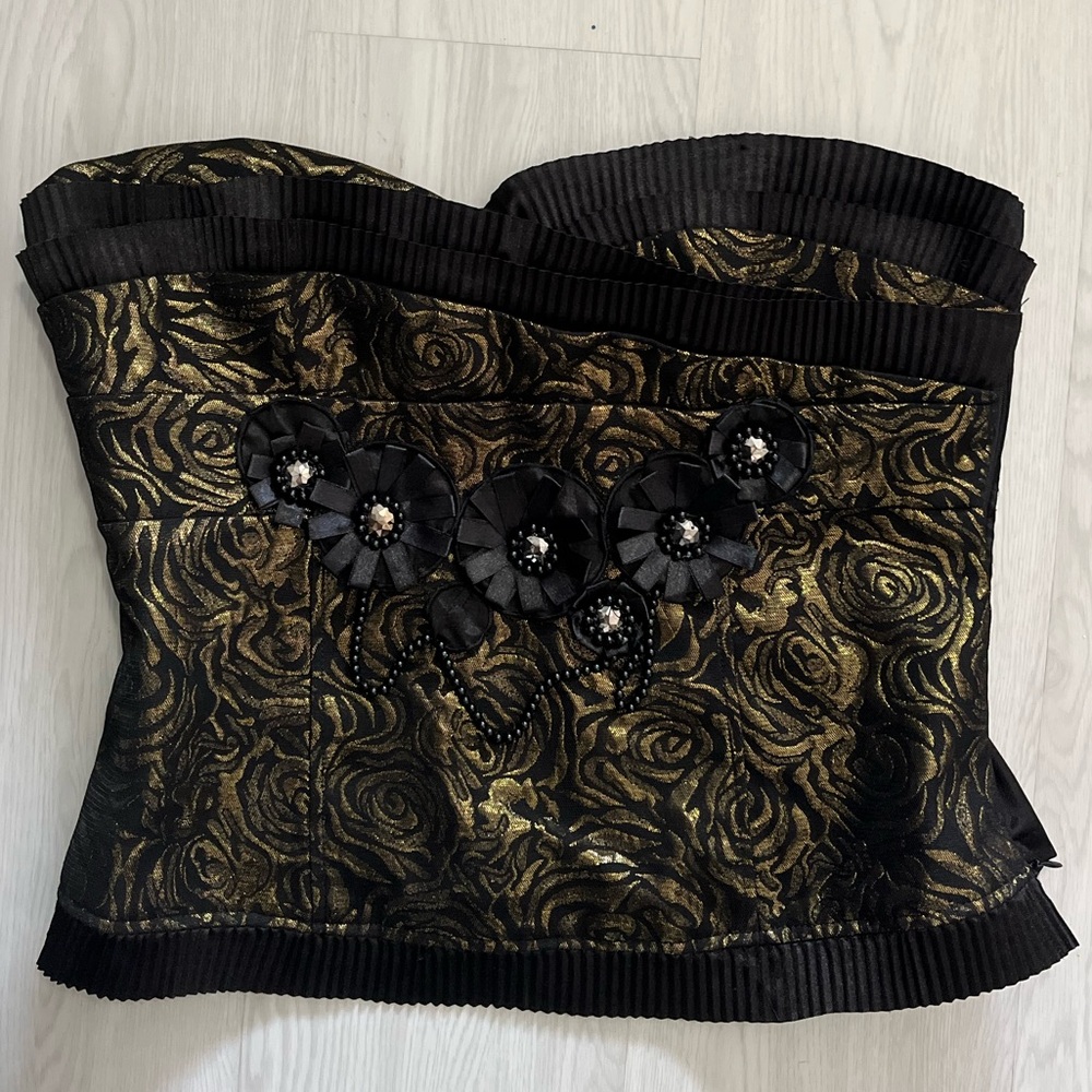 Black and Gold Floral Corset y2k Terra Nostra